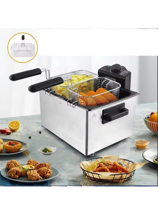 JAMAKY Italy Jamaki Double Electric Fryer, 5 Liters, Stainless Steel, 2400 Watts, Temperature Control - Image 2