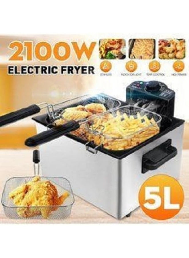 JAMAKY Italy Jamaki Double Electric Fryer, 5 Liters, Stainless Steel, 2400 Watts, Temperature Control - Image 5