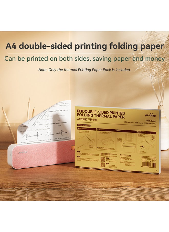 PeriPage - A4 Thermal Paper Double Side Printing Paper Continuous Folding 210x297mm(8.26x11.69inch) 100 Sheets BPA-free Suitable for A40 P40 Thermal Printer Perfect - Image 1
