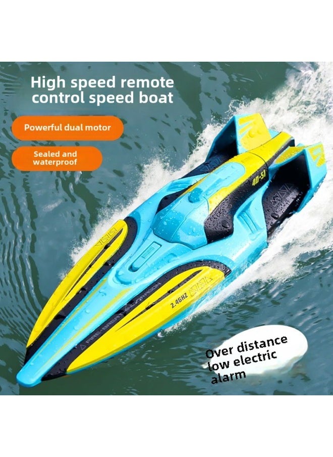 Remote Control Boat Children High Speed Speed Boat Water Large Electric Model Can Launch Submarine Submarine Boy Boat Toy Boat-Color:fluorescent Green-Specifications:High With 2 Batteries-delivery Frame-spare Propeller-remote Control Battery  - Image 3