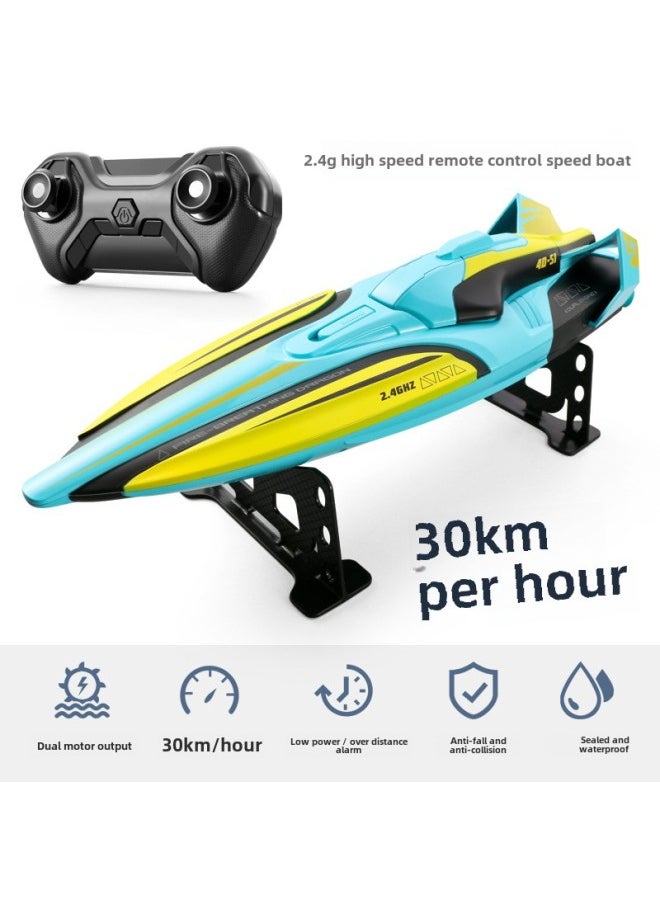 Remote Control Boat Children High Speed Speed Boat Water Large Electric Model Can Launch Submarine Submarine Boy Boat Toy Boat-Color:fluorescent Green-Specifications:High With 2 Batteries-delivery Frame-spare Propeller-remote Control Battery  - Image 1
