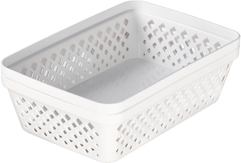 Glad Plastic Storage Basket Set - Multipurpose Drawer Trays, Kitchen Pantry Containers, and Bathroom Bins - 6 Pack Medium Organizers, White - Image 5