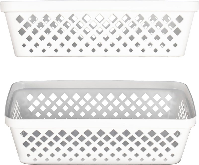 Glad Plastic Storage Basket Set - Multipurpose Drawer Trays, Kitchen Pantry Containers, and Bathroom Bins - 6 Pack Medium Organizers, White - Image 4