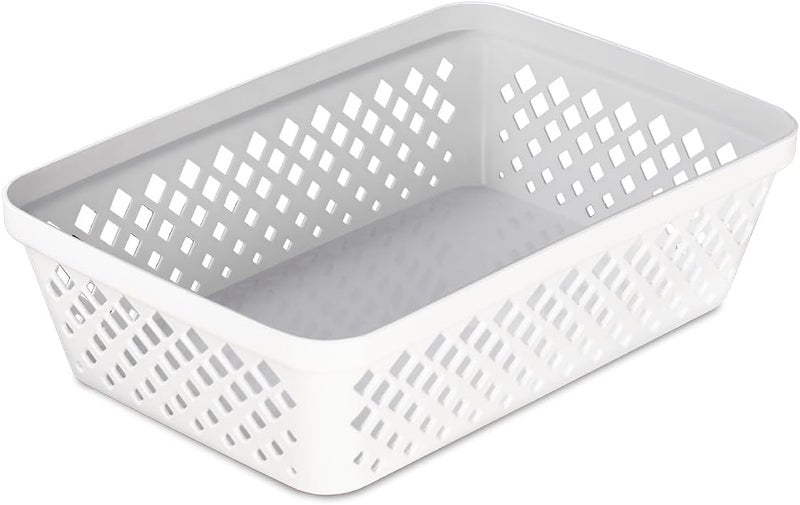 Glad Plastic Storage Basket Set - Multipurpose Drawer Trays, Kitchen Pantry Containers, and Bathroom Bins - 6 Pack Medium Organizers, White - Image 3