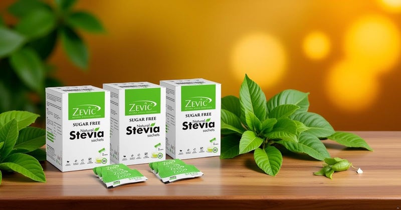 Zevic 100% Natural Sugar Free Stevia Sachets | Zero Calories Sweetener | Vegan & Keto | Sugar Substitute Sachets Diabetic Friendly - 50 Pcs Box (Pack of 3) - Image 3