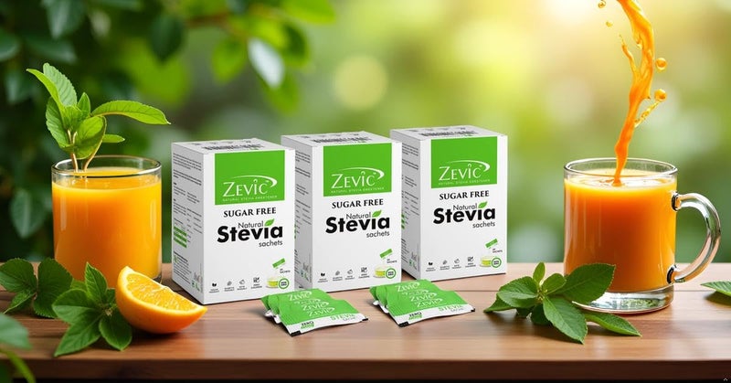 Zevic 100% Natural Sugar Free Stevia Sachets | Zero Calories Sweetener | Vegan & Keto | Sugar Substitute Sachets Diabetic Friendly - 50 Pcs Box (Pack of 3) - Image 5