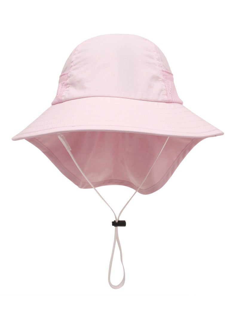 Baby Sun Protection Hat for Toddlers Boys Girls Sunhat Wide Brim Neck Flap Beach Play Hats(pink-s) - Image 4