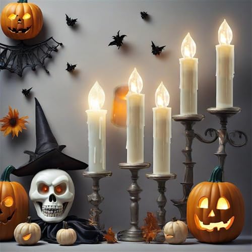 Gedengni Short Candlesticks LED Taper Candle, Remote Candle Sticks Battery Operated Chandelier Flameless Candles with Clip Flickering Warm White Lights for Wedding Party Baroque Chandelier,4inches - Image 2