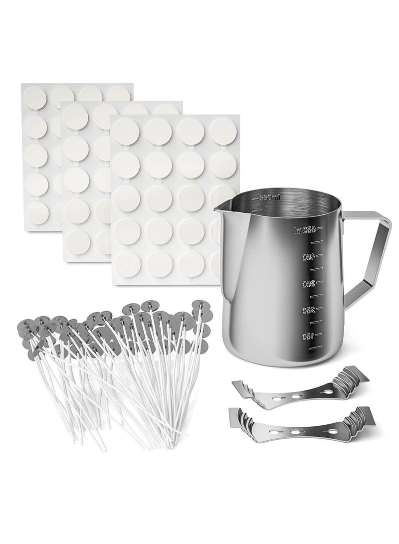 SOLARAE Candle Making Kit DIY Craft Tools for Adult,1 PCS Candle Make Pouring Pot, 60 PCS Candle Wicks and Candle Wicks Sticker and 2 PCS 3-Hole Candle Wicks Holder - Image 2