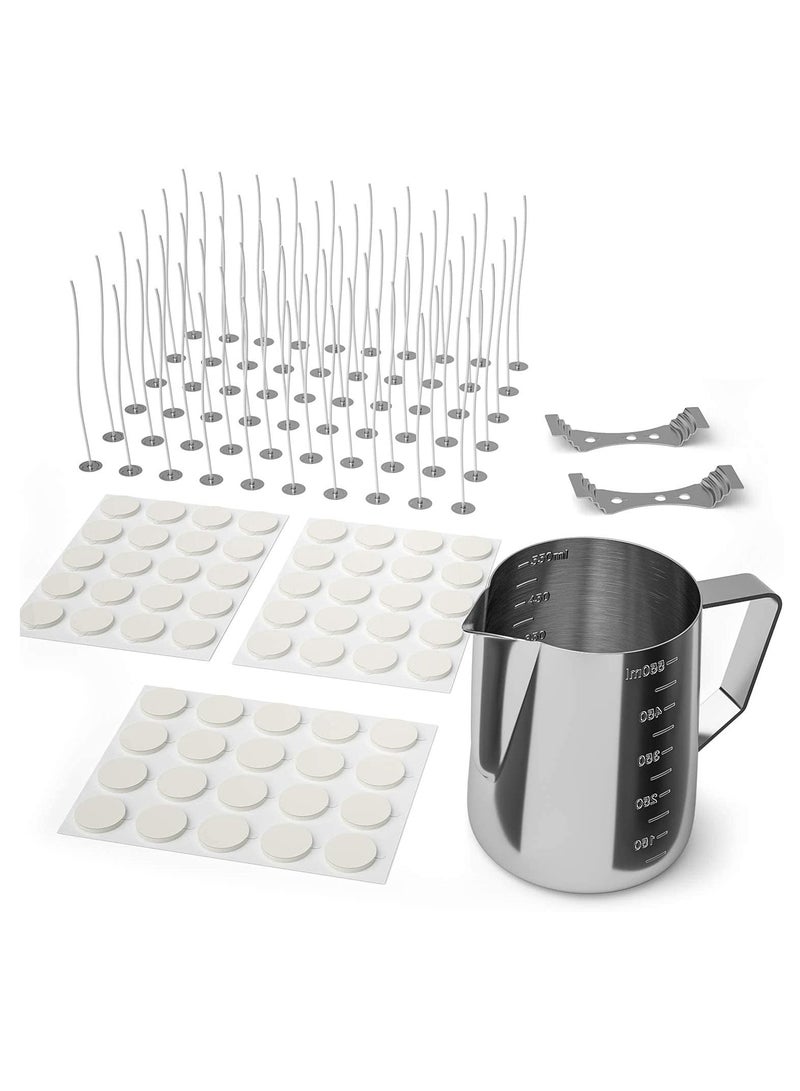 SOLARAE Candle Making Kit DIY Craft Tools for Adult,1 PCS Candle Make Pouring Pot, 60 PCS Candle Wicks and Candle Wicks Sticker and 2 PCS 3-Hole Candle Wicks Holder - Image 1