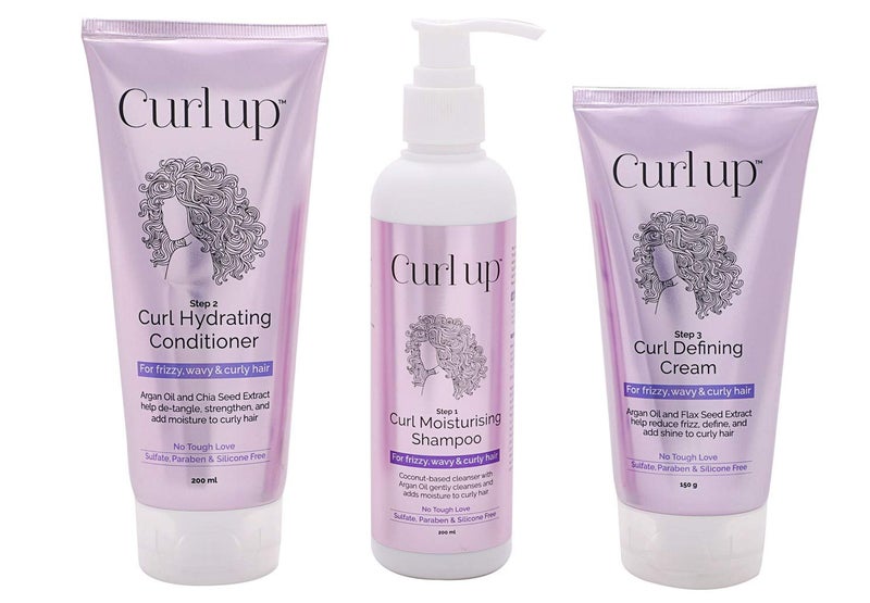 Curl Up Curl Care Bundle with Curly Hair Shampoo, Conditioner and Leave in Curl Defining Cream | For Dry Frizzy, Wavy & Curly Hair | Sulphate Paraben & Silicone Free- Combo of 3 - Image 1