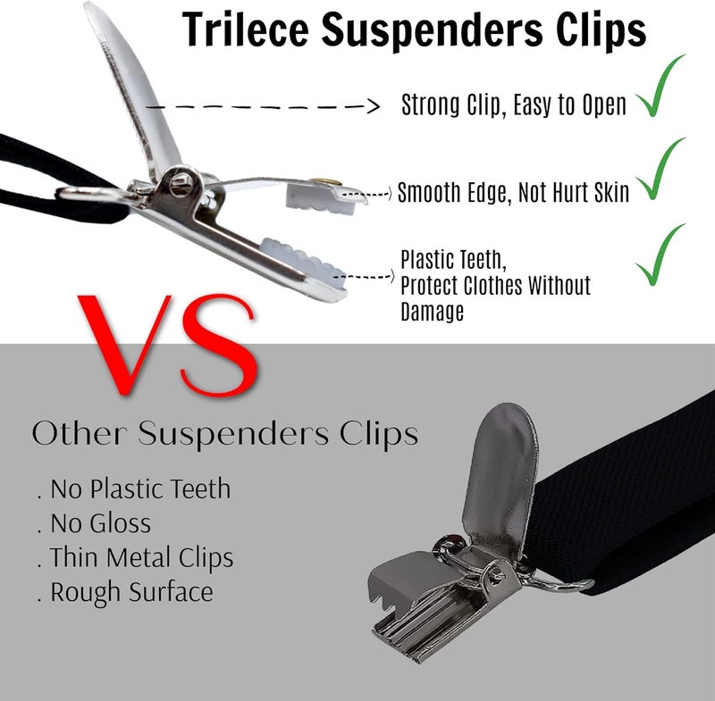 Trilece Suspenders for Men - Adjustable Elastic Mens Suspenders with Heavy Duty Strong Clips - Image 3