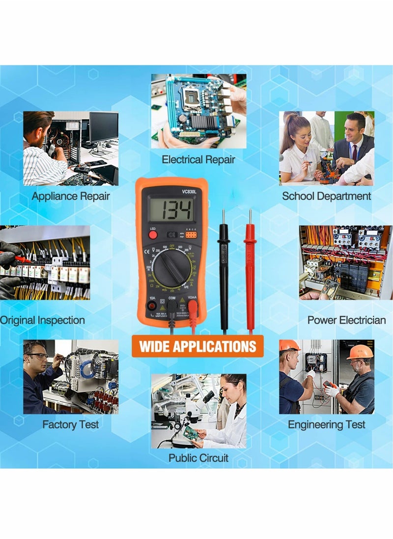 Excefore - Digital Multimeter, Multifunction Battery Tester, Pocket Meter with Backlight Tests Wire, Voltage Tester Measure Voltage Current Resistance - Image 1