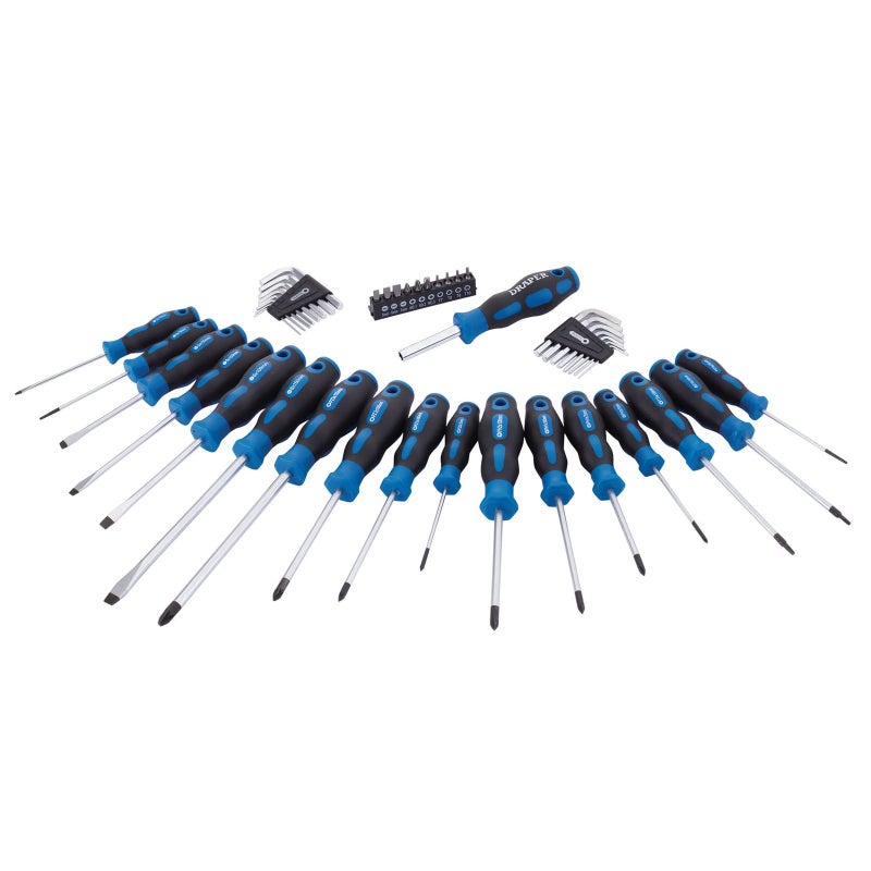 Draper 44 Piece Screwdriver Hex key & Bit Set with Stand - 81294 - Soft Grip Screwdrivers Tools with Hex keys - Image 2