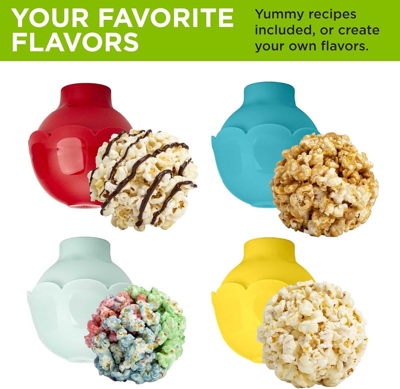 Ecolution Micro-Pop Popcorn Ball Maker Set, Create the Perfect Sized Treats, Made Without BPA, Mess-Free & Dishwasher Safe, 4-Piece Set, Multicolor - Image 3