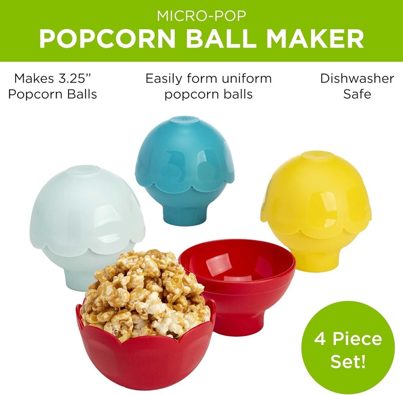 Ecolution Micro-Pop Popcorn Ball Maker Set, Create the Perfect Sized Treats, Made Without BPA, Mess-Free & Dishwasher Safe, 4-Piece Set, Multicolor - Image 4