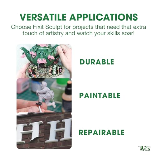Aves Fixit Sculpt - 2 Part Air Hardening Epoxy Modeling & Repair Compound (A & B) - 1 lb, Durable Self Dry Clay for Sculpting, Repairs, Waterproof, Adhesive & Easy to Use - Canvas (Sand Like Color) - Image 5