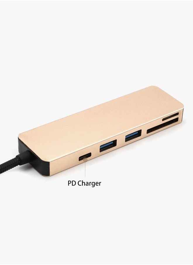 NIBEMINENT - 5-in-1 USB Hub For Type C Devices Rose Gold - Image 1