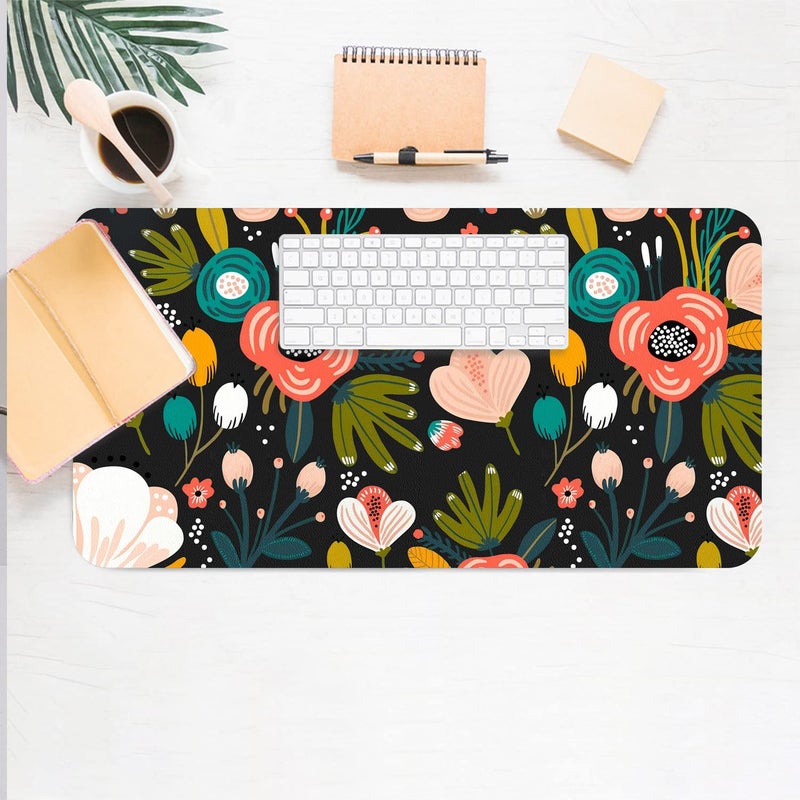 YOUWOUS Desk Mat Large Protector Pad 23.6" Ã—11.8", Non-Slip PU Leather Desk Blotter, Waterproof Mouse Pad for Office Home Black Floral - Image 5