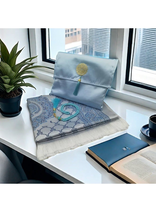 سجادة صلاة Zisheng هدية رمضان – بوليستر ناعم وخفيف الوزن للاستخدام أثناء الصلاة للرجال والنساء 70x110 سم (أزرق)