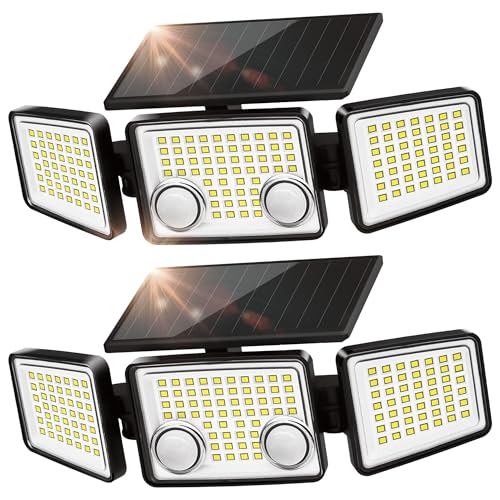 UME Solar Outdoor Lights 3000 Lumen 7000K, 152 LED Super Bright Motion Sensor Outdoor Light with 2 Sensors, IP65 Waterproof 270 Wide Angle Solar Flood Light with 3 Modes for Garden - 2 Pack - Image 1