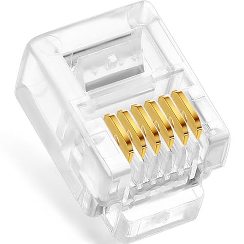 NECABLES 20Pack RJ11/RJ12 Pass Through Connector 6P6C Telephone Modular Plug 3 Prong Type for Phone Line Cord - Image 3