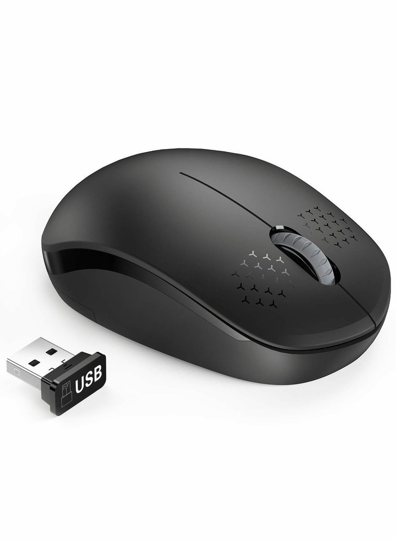 SYOSI Wireless Mouse - 2.4G Cordless Mice with USB Nano Receiver Computer Mouse with Noiseless Click for Laptop, PC, Tablet, Computer, and Mac - Black - Image 1