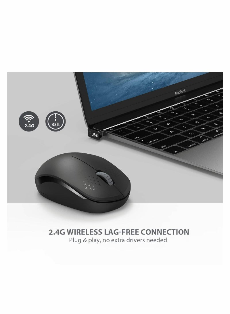 SYOSI Wireless Mouse - 2.4G Cordless Mice with USB Nano Receiver Computer Mouse with Noiseless Click for Laptop, PC, Tablet, Computer, and Mac - Black - Image 4