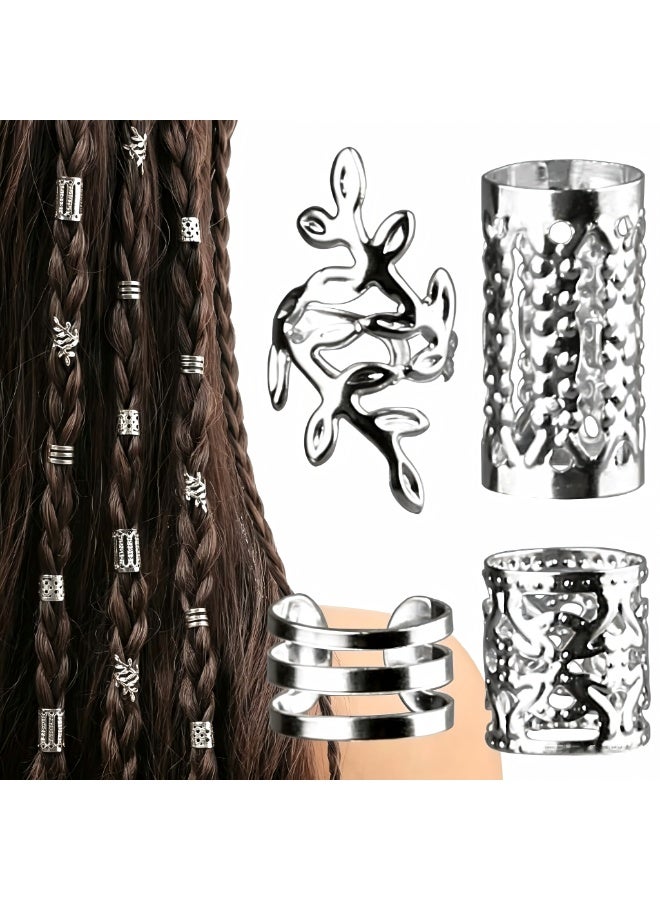 40pcs Solid Color Hollow Out Braid Rings Vintage Hair Rings Hair Buckles Stylish Hair Accessories For Women And Daily Use Wear - Image 1