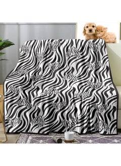 Sowide Zebra Blanket, Black White Soft Fleece Blanket Throws, Flannel Zebra Animal Print Blanket with Hearts, Cozy Warm Lightweight Fuzzy Plush Gifts for Mother Adults, Home Bedroom Couch Nap, 50"x60"  - Image 1