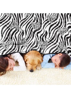 Sowide Zebra Blanket, Black White Soft Fleece Blanket Throws, Flannel Zebra Animal Print Blanket with Hearts, Cozy Warm Lightweight Fuzzy Plush Gifts for Mother Adults, Home Bedroom Couch Nap, 50"x60"  - Image 2