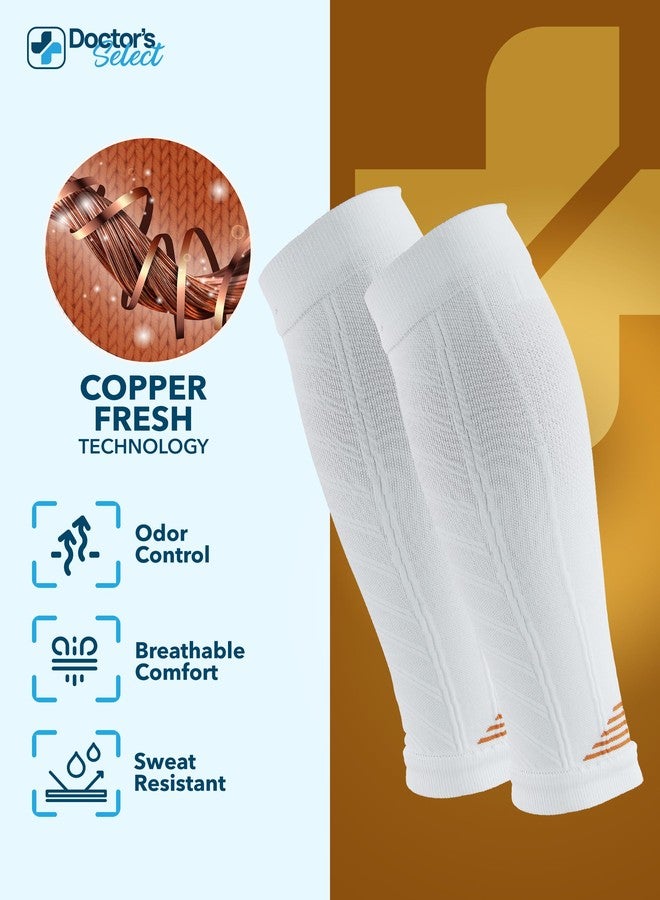Doctor's Select 2 Pairs Copper Calf Compression Sleeves for Women - Compression Sleeves for Women Calf, Leg Sleeves, Varicose Veins Compression Socks, Black and White - Image 3