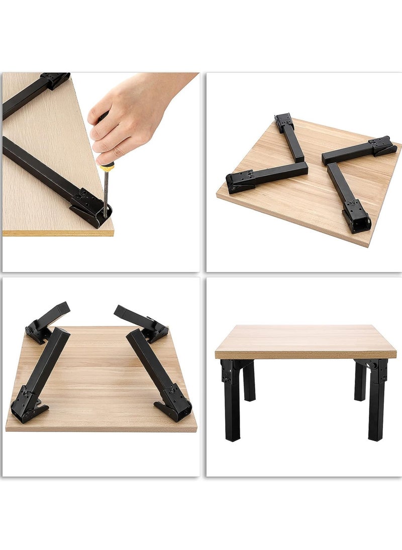 SYOSI - Folding Table Legs Bed Support Metal Hairpin Table Legs Set of 4 Black Folding Furniture Legs feet foldable Laptop Table Coffee Table Replacement Legs for Bed Cabinet Wardrobe Couch 8 Inch - Image 1