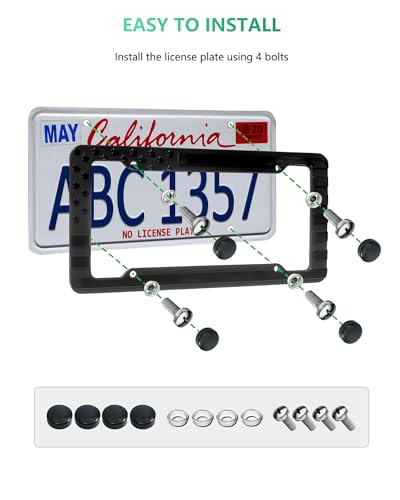 NJNYLLC American Flag License Plate Frame 2 Pack - Patriotic USA 3D Embossed Stars and Stripes Design, Black Plastic Car Tag Holder with Keychain & Screws - Image 5