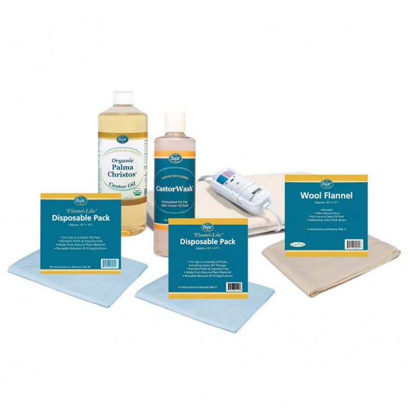 baar Pure Organic Cold Pressed Castor Oil Pack Kit  Exclusive Palma Christos Brand  Hexane FREE Many castor oil uses for health problems - Image 1