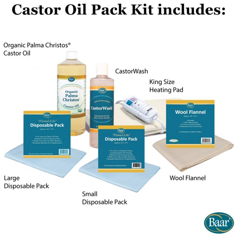baar Pure Organic Cold Pressed Castor Oil Pack Kit  Exclusive Palma Christos Brand  Hexane FREE Many castor oil uses for health problems - Image 2