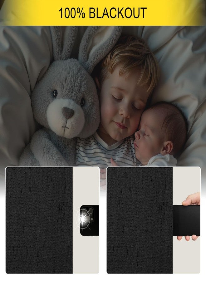 Pitalk ستائر سوداء بطول 84 بوصة لغرفة النوم، طقم من لوحتين، نسيج كتاني، عازلة للحرارة، ستائر معتمة تمامًا، ستائر معتمة لغرفة المعيشة، ستائر طويلة تصل إلى الأرض، جيب خلفي للحلقات - Image 4