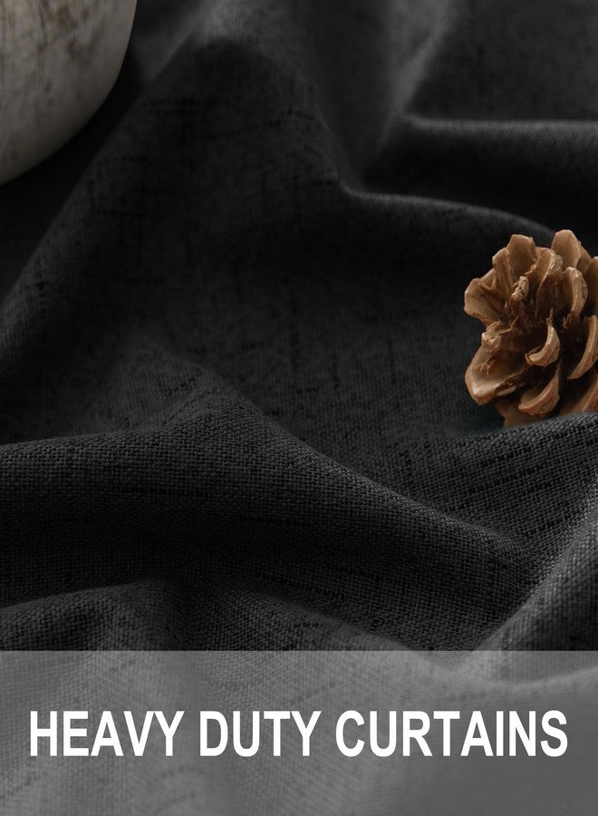 Pitalk ستائر سوداء بطول 84 بوصة لغرفة النوم، طقم من لوحتين، نسيج كتاني، عازلة للحرارة، ستائر معتمة تمامًا، ستائر معتمة لغرفة المعيشة، ستائر طويلة تصل إلى الأرض، جيب خلفي للحلقات - Image 3