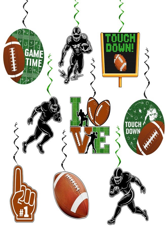 Reyoust 9Pcs Football Party Hanging Streamers Game Day Hanging Swirls Decoration Boy First Year Down Birthday Foil Streamer Swirl Spiral Door Decorations Football Sports Ceiling Whirls for Tailgate Party - Image 1