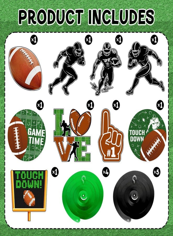 Reyoust 9Pcs Football Party Hanging Streamers Game Day Hanging Swirls Decoration Boy First Year Down Birthday Foil Streamer Swirl Spiral Door Decorations Football Sports Ceiling Whirls for Tailgate Party - Image 3