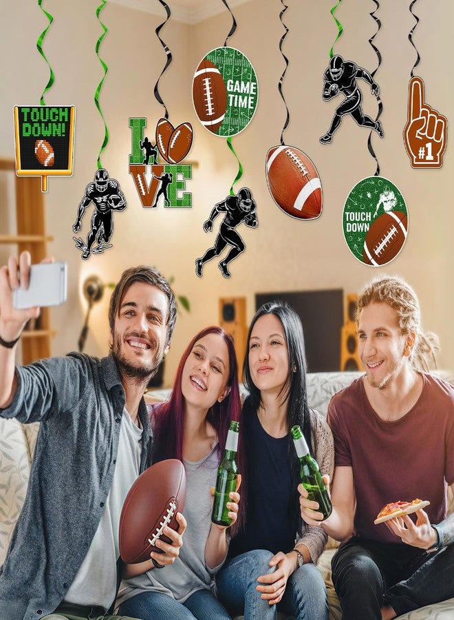 Reyoust 9Pcs Football Party Hanging Streamers Game Day Hanging Swirls Decoration Boy First Year Down Birthday Foil Streamer Swirl Spiral Door Decorations Football Sports Ceiling Whirls for Tailgate Party - Image 5