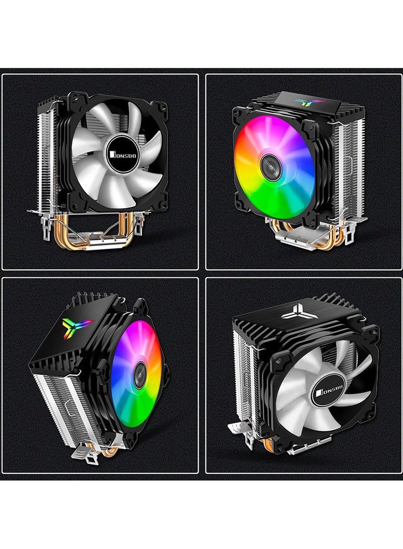 مبرد هواء وحدة المعالجة المركزية CR1200 RGB، مروحة وحدة معالجة مركزية 90 مم PWM مع 2 أنبوب حراري، مراوح كمبيوتر قابلة للإزالة سهلة التركيب، مروحة تبريد قوس قزح RGB هادئة لمعالجات Intel LGA 1200/775/1150/1151/1155/1156، AMD AM4 AM3، أسود - Image 4