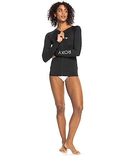 Roxy Womens Essential Long Sleeve Zipup Rashguard UPF 50 QuickDry Stretch Fit Rash Guard Swim Shirt Anthracite Medium - Image 1