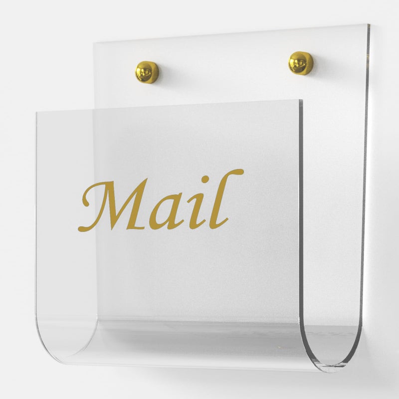 Cociat Acrylic Mail Holder for Wall Clear Hanging 6.6 X 2.2 Inch Mail Organizer Wall Mounted File Holder - Image 1
