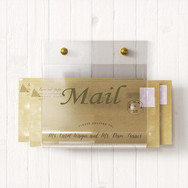 Cociat Acrylic Mail Holder for Wall Clear Hanging 6.6 X 2.2 Inch Mail Organizer Wall Mounted File Holder - Image 2