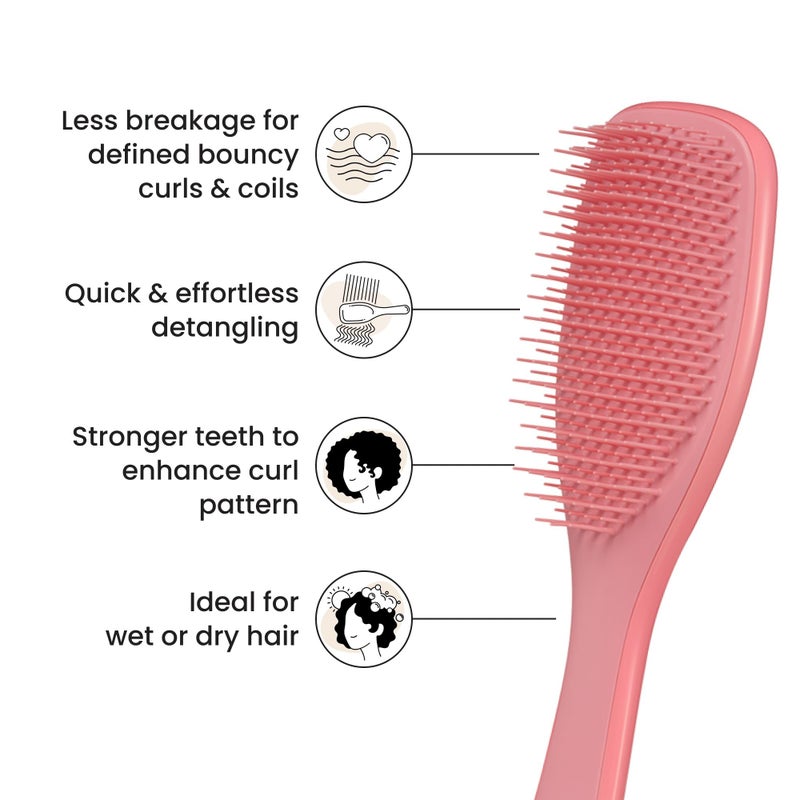Tangle Teezer Ultimate Detangler Curly Hair Brush, Dry & Wet Hairbrush, Reduces Frizz & Breakage, for 3C to 4C Curly Hair Types, Coral Pink - Image 5