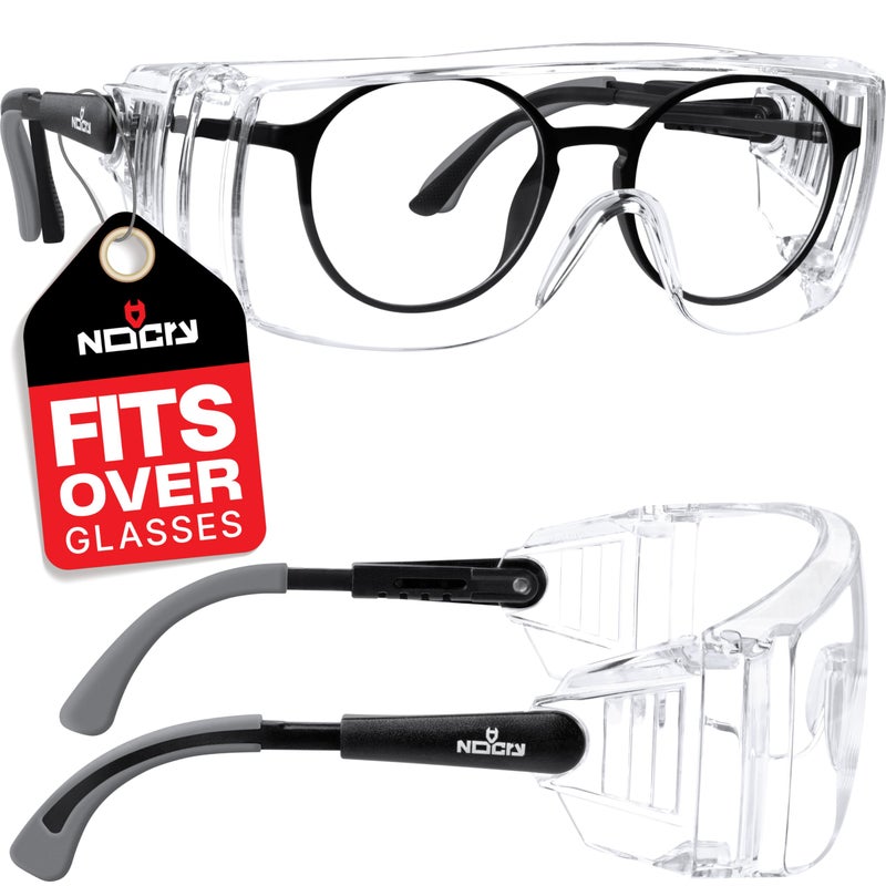 NoCry Safety Glasses Over Eyeglasses â€” Fog and Scratch-Resistant Over Glasses Safety Glasses for Men and Women with Side Shields, UV380 Protection, ANSI Z87 Rated â€” Perfect Safety Goggles Over Glasses - Image 1