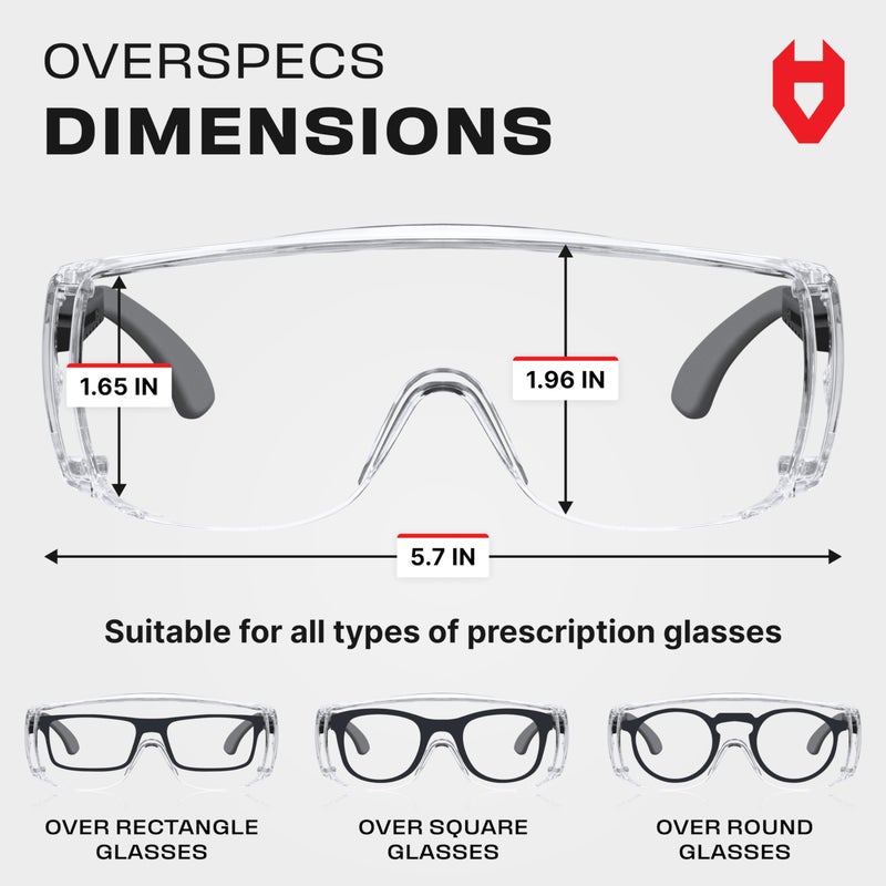 NoCry Safety Glasses Over Eyeglasses â€” Fog and Scratch-Resistant Over Glasses Safety Glasses for Men and Women with Side Shields, UV380 Protection, ANSI Z87 Rated â€” Perfect Safety Goggles Over Glasses - Image 5