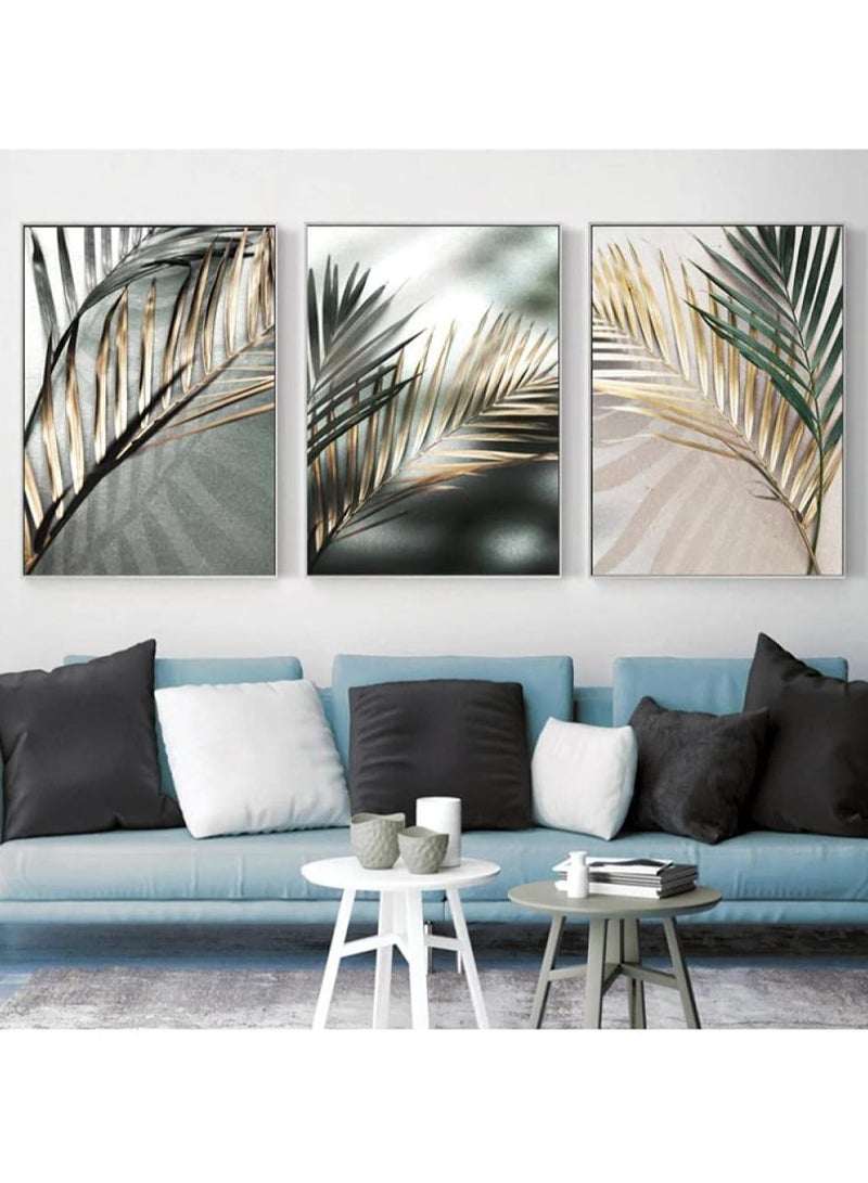 Today Idea Golden Palm Leaf Plant Canvas Painting, Botanical Nordic Wall Art Poster, Print Scandinavian Decoration Picture, Artwork Home Decor, No Frame (50 * 70 cm, 3Pcs）  - Image 3
