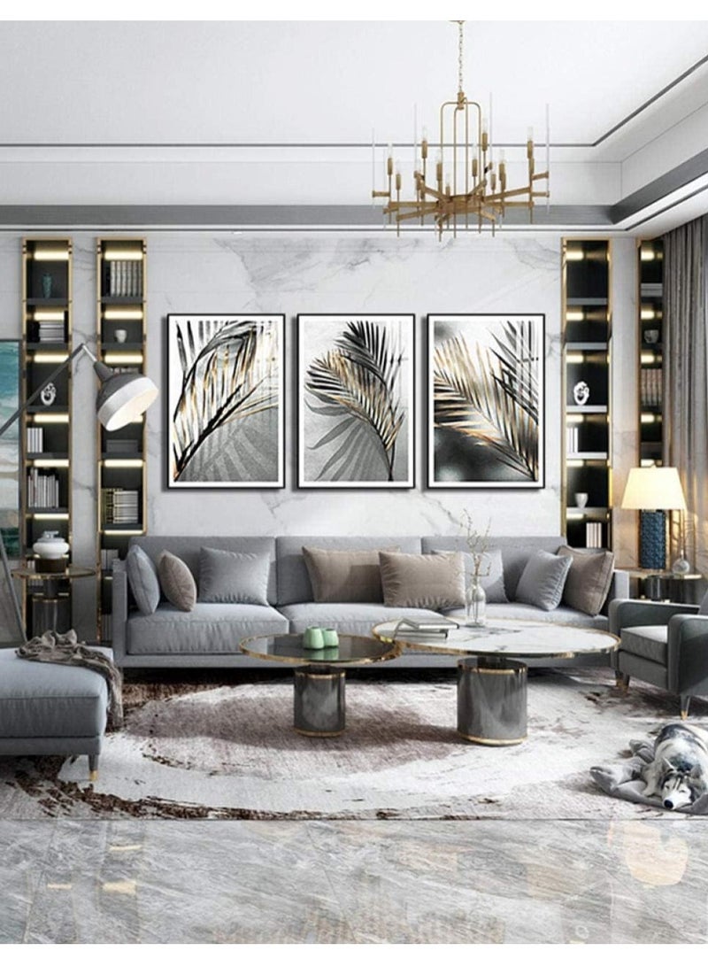 Today Idea Golden Palm Leaf Plant Canvas Painting, Botanical Nordic Wall Art Poster, Print Scandinavian Decoration Picture, Artwork Home Decor, No Frame (50 * 70 cm, 3Pcs）  - Image 4